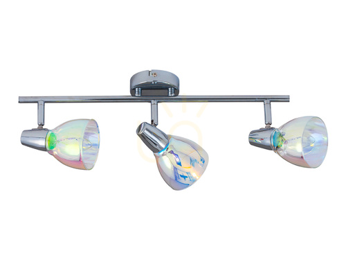Prüfen Kora-Deckenleuchte, 3xE14, Max. 40 W, Chrom/mehrfarbige Glasschirme, 58,5 cm
