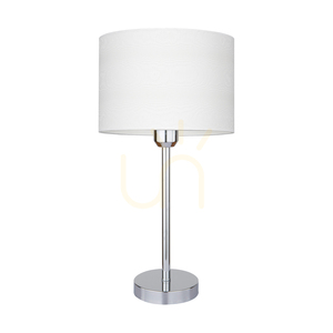 Leila Tischlampe, 1xE27, Max. 40 W, Metall in Chromoptik / transparentes PVC-Kabel / Lampenschirm aus Papier und PVC mit Holzmaserung, Ø 50 cm small 0