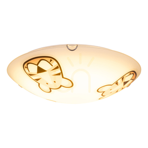 Lenny Deckenleuchte, 2xE27, Max. 60 W, Metall verchromt/Weiß, Glasschirm mit Tiger-Motiv, Ø 40 cm small 1