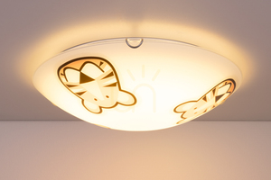 Lenny Deckenleuchte, 2xE27, Max. 60 W, Metall verchromt/Weiß, Glasschirm mit Tiger-Motiv, Ø 40 cm small 3