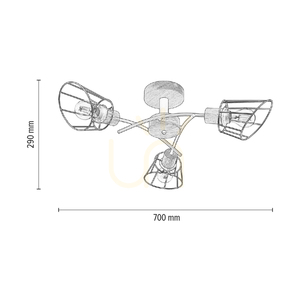 Linra Deckenleuchte, 3xE27, Max. 40 W, geölte Eiche/schwarzes Metall, Ø 70 cm small 3