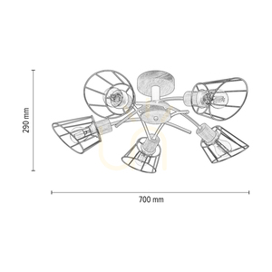 Linra Deckenleuchte, 5xE27, Max. 40 W, geölte Eiche/schwarzes Metall, Ø 70 cm small 3