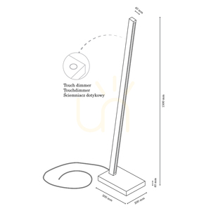 Linus Stehlampe, 1xLED, 3000 K, 22 W, Buchen- und Nussbaumholz, schwarzes geflochtenes Kabel mit Touch-Dimmer, 30 cm small 4