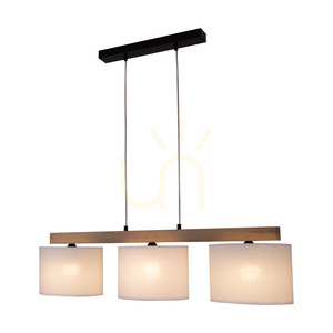 Lora Pendelleuchte, 3xE27, Max. 40 W, geölte Eiche/schwarzes Metall/transparentes PVC-Kabel/weißer Lampenschirm, 90 cm small 1
