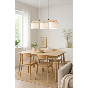 Lora Pendelleuchte, 3xE27, Max. 40 W, geölte Eiche/schwarzes Metall/transparentes PVC-Kabel/weißer Lampenschirm, 90 cm small 4