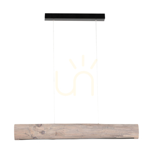 Lucas 1xLED 3000K 25,5 W Pendelleuchte – grau gebeiztes Kiefernholz/schwarzes Metall/transparentes PVC-Kabel mit Touch-Dimmer, 90 cm small 0