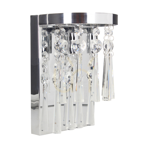 Prüfen Luxoria Wandleuchte, inklusive 2xG9-Fassungen, max.. 3 W, verchromtes Metall/transparente Kristalle, 16 cm