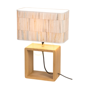 Malo Tischlampe, 1xE27, Max. 25 W, geölte Eiche/Anthrazit, geflochtenes Kabel/mehrfarbig, Lampenschirm aus Tapete, 30 cm small 1