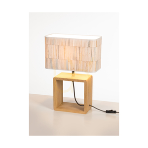 Malo Tischlampe, 1xE27, Max. 25 W, geölte Eiche/Anthrazit, geflochtenes Kabel/mehrfarbig, Lampenschirm aus Tapete, 30 cm small 3