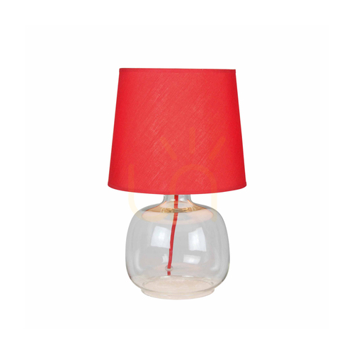 Prüfen Mandy Tischlampe, 1xE27, Max. 40 W, Klarglas/rotes geflochtenes Kabel/roter Lampenschirm, Ø 22,5 cm