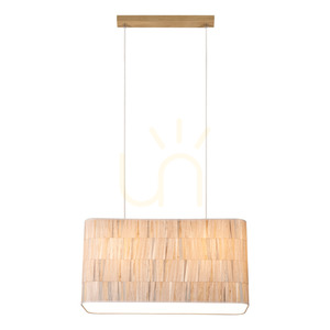 Malo Pendelleuchte 2xE27 Max. 40 W, Lampenschirm aus geölter Eiche mit transparentem PVC-Kabel und mehrfarbiger Tapete, 56 cm small 2