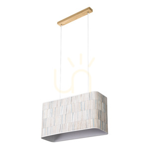 Malo Pendelleuchte 2xE27 Max. 40 W, Lampenschirm aus geölter Eiche mit transparentem PVC-Kabel und mehrfarbiger Tapete, 56 cm small 0