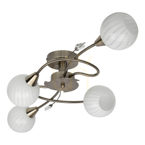 Marbella Deckenleuchte, 4xE14, Max. 40 W, Metall mit Patina/weißer Glasschirm, 79 cm small 2