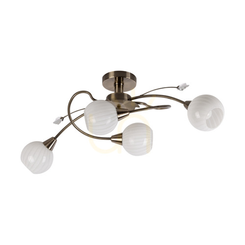 Prüfen Marbella Deckenleuchte, 4xE14, Max. 40 W, Metall mit Patina/weißer Glasschirm, 79 cm