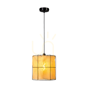 Marinero Pendelleuchte, 1xE27, Max. 15-W-LED, schwarzes Metall / schwarzes geflochtenes Kabel / schwarzer Metallschirm mit beigem Leinen, Ø 40 cm small 1