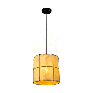 Marinero Pendelleuchte, 1xE27, Max. 15-W-LED, schwarzes Metall / schwarzes geflochtenes Kabel / schwarzer Metallschirm mit beigem Leinen, Ø 40 cm small 3