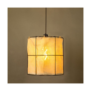 Marinero Pendelleuchte, 1xE27, Max. 15-W-LED, schwarzes Metall / schwarzes geflochtenes Kabel / schwarzer Metallschirm mit beigem Leinen, Ø 40 cm small 5
