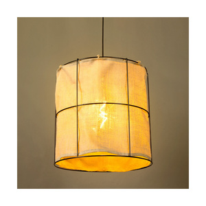 Marinero Pendelleuchte, 1xE27, Max. 15-W-LED, schwarzes Metall / schwarzes geflochtenes Kabel / schwarzer Metallschirm mit beigem Leinen, Ø 40 cm small 6