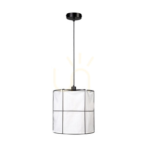 Marinero Pendelleuchte, 1xE27, Max. 15-W-LED, schwarzes Metall/schwarzes geflochtenes Kabel/schwarzer Metallschirm mit weißem Leinen, Ø 40 cm small 0