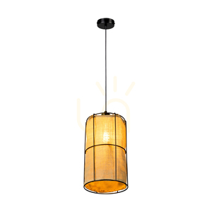 Marinero Pendelleuchte, 1xE27, Max. 15-W-LED, schwarzes Metall / schwarzes geflochtenes Kabel / schwarzer Metallschirm mit beigem Leinen, Ø 20 cm small 3