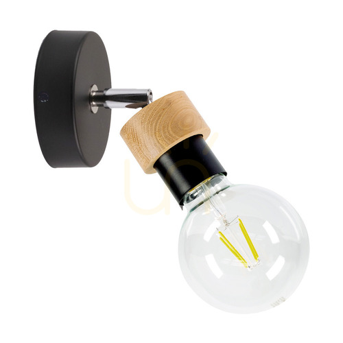 Prüfen Marjolaine Wandleuchte 1xE27 Max. 25 W, geölte Eiche/schwarzes Metall, 13 cm