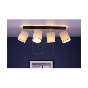 Mateo Deckenleuchte, 4xE27, Max. 25 W, Schwarz-Metall/Chrom-Metall/Beige, 90 cm Lampenschirm aus Tapete small 1