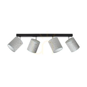 Mateo Deckenleuchte, 4xE27, Max. 25 W, Schwarz-Metall/Chrom-Metall/Beige, 90 cm Lampenschirm aus Tapete small 0