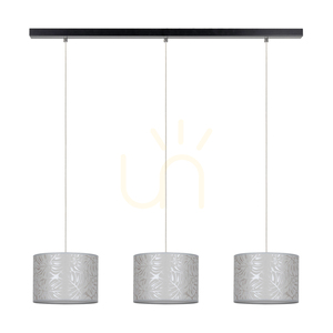 Mateo Pendelleuchte, 3xE27, Max. 25 W, schwarzes Metall/transparentes PVC-Kabel/beiger Lampenschirm aus Tapete, 117 cm small 0