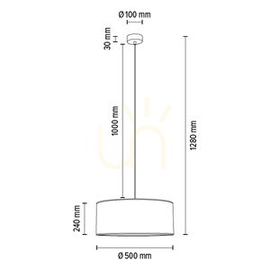 Mateo Pendelleuchte, 1xE27, Max. 60 W, schwarzes Metall/transparentes PVC-Kabel/beiger Lampenschirm aus Tapete, Ø 50 cm small 3