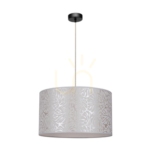 Mateo Pendelleuchte, 1xE27, Max. 60 W, schwarzes Metall/transparentes PVC-Kabel/beiger Lampenschirm aus Tapete, Ø 50 cm small 0