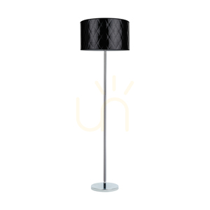 Maxima Stehlampe, 1xE27, Max. 60 W, Metall in Chromoptik / transparentes PVC-Kabel / schwarzer Lampenschirm, Ø 50 cm small 0