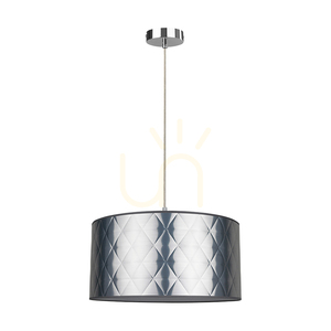 Maxima Pendelleuchte, 1xE27, Max. 60 W, Metall in Chromoptik / transparentes PVC-Kabel / silberner Lampenschirm, Ø 50 cm small 0