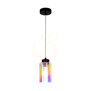 Meno Pendelleuchte, 1xE27, Max. 60 W, schwarzes Metall/transparentes PVC-Kabel/mehrfarbiger Glasschirm, Ø 10 cm small 1