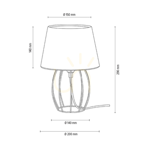 Tischlampe „Merano“, 1xE27, Max. 25 W, schwarzes Metall/schwarzes PVC-Kabel/weißer Lampenschirm, Ø 20 cm small 3