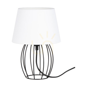 Tischlampe „Merano“, 1xE27, Max. 25 W, schwarzes Metall/schwarzes PVC-Kabel/weißer Lampenschirm, Ø 20 cm small 0