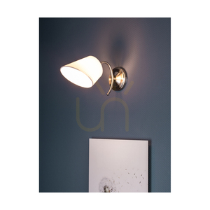 Mette Wandleuchte 1xE27 Max. 40 W, Lampenschirm aus satiniertem Metall/Weiß, 30 cm small 3