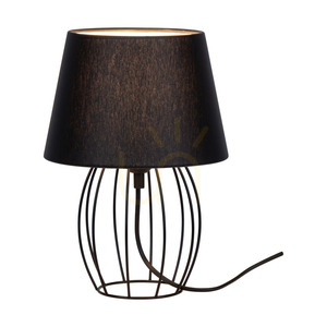 Tischlampe „Merano“, 1xE27, Max. 25 W, schwarzes Metall/schwarzes PVC-Kabel/schwarzer Lampenschirm, Ø 20 cm small 1