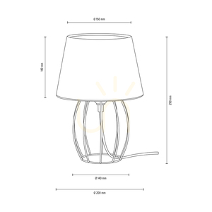 Tischlampe „Merano“, 1xE27, Max. 25 W, schwarzes Metall/schwarzes PVC-Kabel/schwarzer Lampenschirm, Ø 20 cm small 3