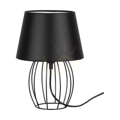 Prüfen Tischlampe „Merano“, 1xE27, Max. 25 W, schwarzes Metall/schwarzes PVC-Kabel/schwarzer Lampenschirm, Ø 20 cm