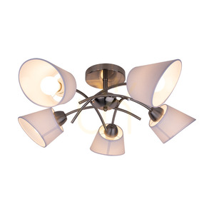 Deckenleuchte „Mette“, 5xE27, Max. 40 W, Satin-Metall/Weiß, Lampenschirm Ø 70 cm small 1