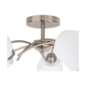 Deckenleuchte „Mette“, 5xE27, Max. 40 W, Satin-Metall/Weiß, Lampenschirm Ø 70 cm small 2