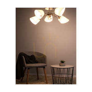 Deckenleuchte „Mette“, 5xE27, Max. 40 W, Satin-Metall/Weiß, Lampenschirm Ø 70 cm small 3
