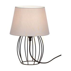 Tischlampe „Merano“, 1xE27, Max. 25 W, schwarzes Metall/schwarzes PVC-Kabel/grauer Lampenschirm, Ø 20 cm small 1
