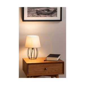 Tischlampe „Merano“, 1xE27, Max. 25 W, schwarzes Metall/schwarzes PVC-Kabel/grauer Lampenschirm, Ø 20 cm small 2