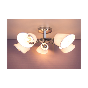Deckenleuchte „Mette“, 5xE27, Max. 40 W, Metall verchromt/Weiß, Lampenschirm Ø 70 cm small 2