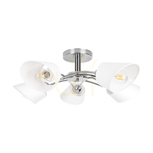 Deckenleuchte „Mette“, 5xE27, Max. 40 W, Metall verchromt/Weiß, Lampenschirm Ø 70 cm small 0