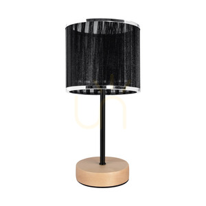 Mila Tischlampe, 1xE27, Max. 25 W, Birke/schwarzes Metall/schwarzes PVC-Kabel/schwarz-verchromter Lampenschirm, Ø 14 cm small 0