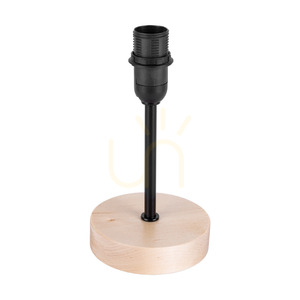 Mila Wood Tischlampe, 1xE14, Max. 25 W, Birke/schwarzes Metall/schwarzes PVC-Kabel/silberner Lampenschirm, Ø 14 cm small 1