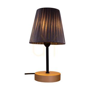 Mila Wood Tischlampe, 1xE14, Max. 25 W, Birke/schwarzes Metall/schwarzes PVC-Kabel/silberner Lampenschirm, Ø 14 cm small 2