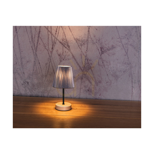 Mila Wood Tischlampe, 1xE14, Max. 25 W, Birke/schwarzes Metall/schwarzes PVC-Kabel/silberner Lampenschirm, Ø 14 cm small 4